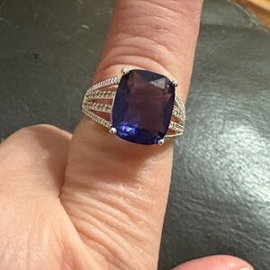 Elegant Silver and Purple Gemstone Ring